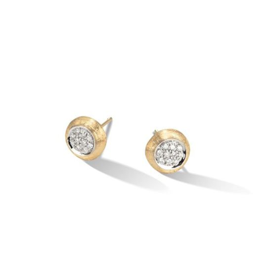 yellow gold stud earrings with diamond accent