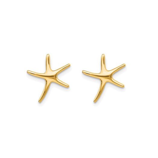 14K Yellow Gold Abstract Starfish Stud Earrings