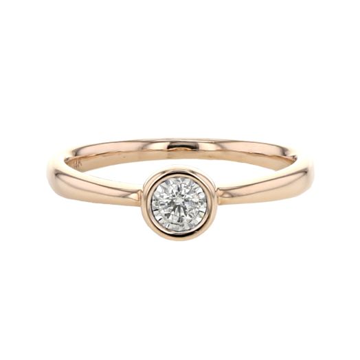 14K Rose Gold Diamond Illusion, Bezel-Set Ring