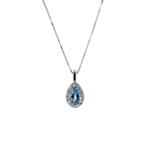 Aquamarine pear-cut pendant necklace