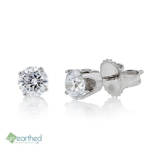 UNEARTHED LAB GROWN DIAMOND EARRINGS 1 CT ROUND 10K WG