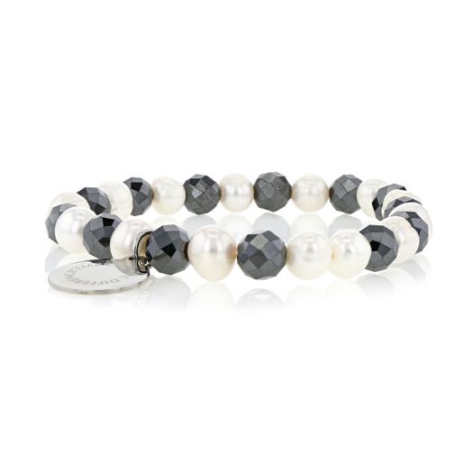 EMBRACE THE DIFFERENCE® Fresh Water Pearl and Faceted Hematite Beaded Stretch Bracelet