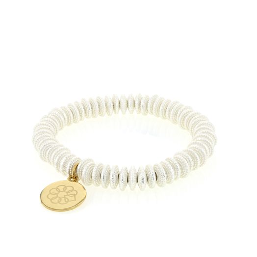 EMBRACE THE DIFFERENCE® Silver Beaded Stretch Bracelet with a Stainless Steel Gold Charm