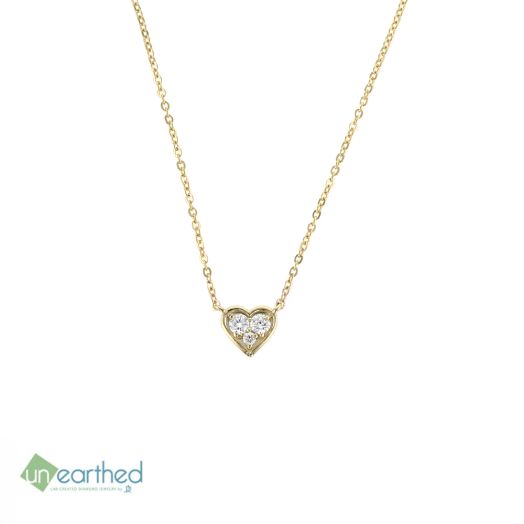 Unearthed Lab Grown Diamond Heart Pendant Necklace, 10K Yellow Gold, TWT.14 