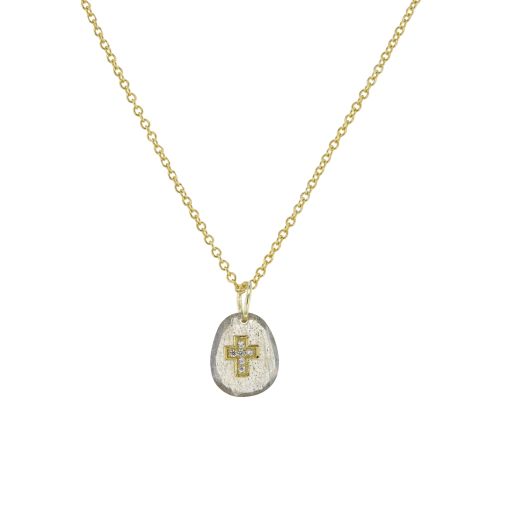 Little Luxuries Yellow Gold Plated Cross and Lab Pendant Necklace
