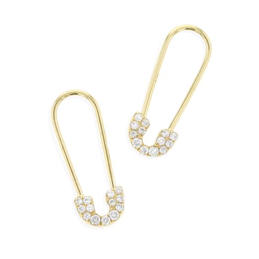Little Luxuries 14K Yellow Gold Safety Pin Earrings with Diamond Accents