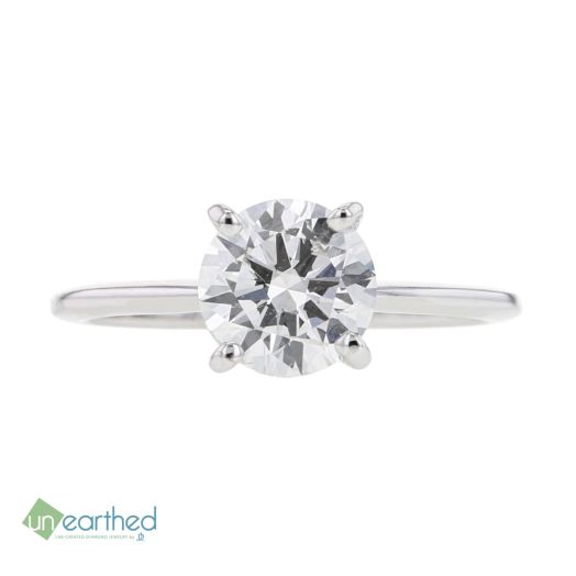 Lab-grown round-cut diamond engagement ring