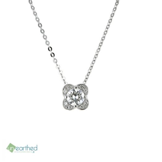 Unearthed Lab Grown Diamonds Flower Pendant Necklace in 10K White Gold