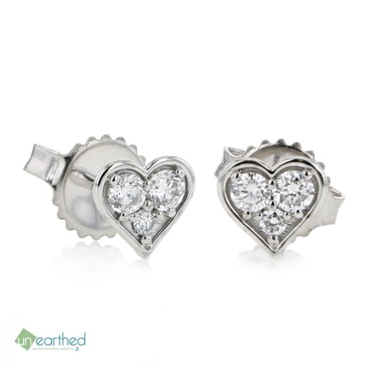 Unearthed Lab Grown Diamond Heart Earrings in 10K White Gold