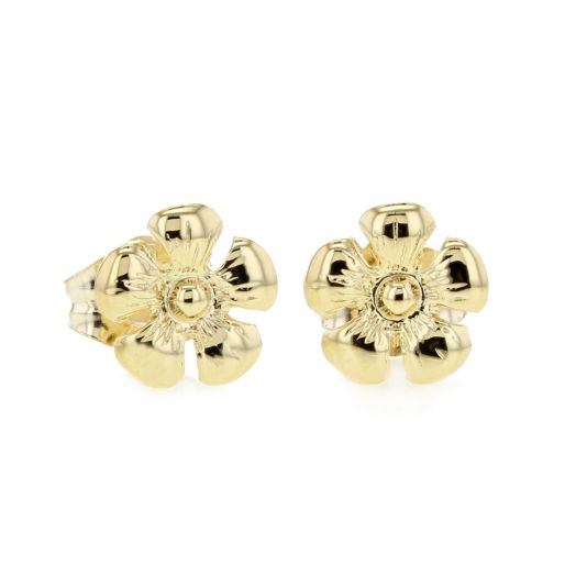 14K Yellow Gold Daisy Flower Stud Earrings