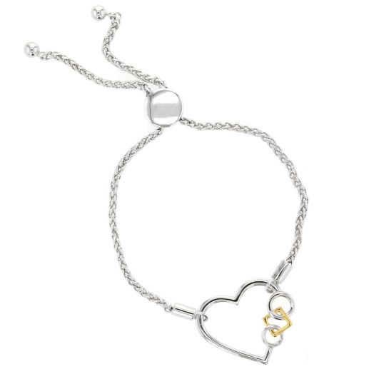 Embrace The Difference® Sterling Silver Heart Bolo Bracelet, Medium