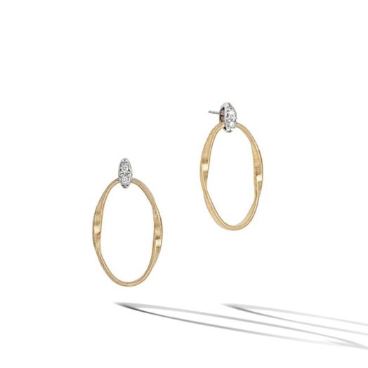 Marco Bicego 18K Yellow Gold and Diamond Link Stud Earrings
