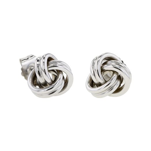 White gold love knot stud earrings