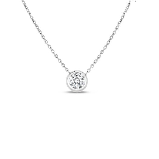 Roberto Coin Diamonds By The Inch 18K White Gold Bezel Set Diamond Solitaire Necklace