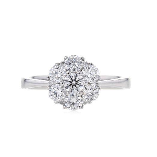 white gold ring with cluster diamond rounds