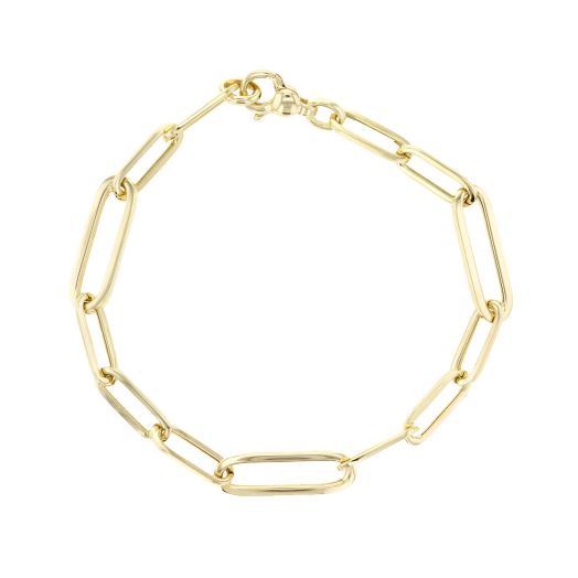 14K Yellow Gold Mixed Link Paperclip Bracelet