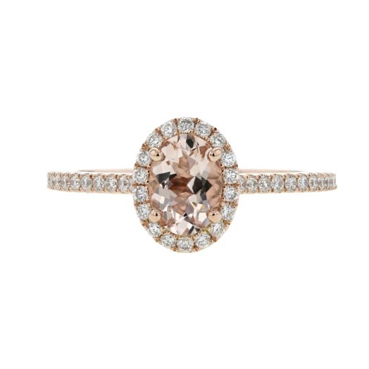 Rose gold morganite oval shaped ring