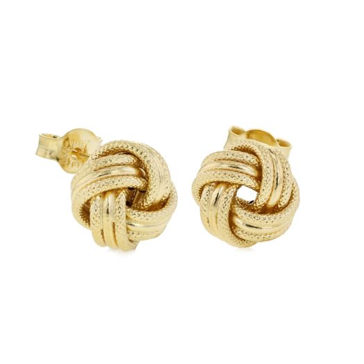 yellow gold love knot stud earrings