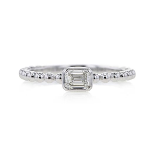 Diamond emerald cut beaded ring