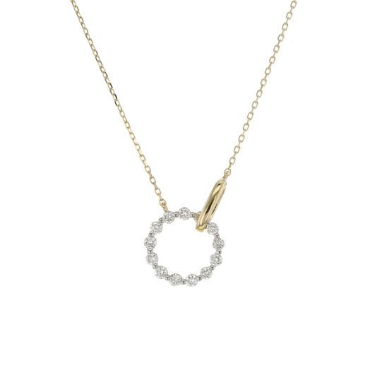 Yellow gold diamond circle pendant necklace