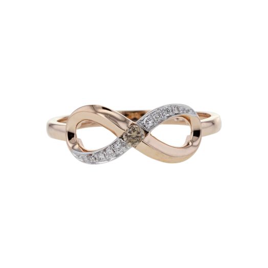 Rose gold infinity ring with diamonds