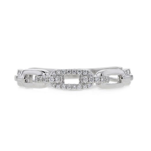 14K White Gold Link Band with Diamond Accents, TDW.08