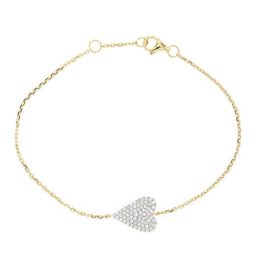 Yellow gold thin bracelet with a diamond heart