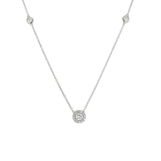 18K White Gold Forvermark Diamond Pendant Necklace, TDW.43