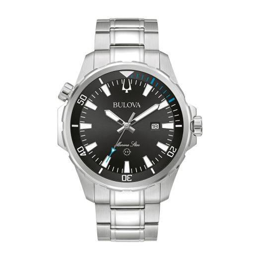 Bulova black dial stainless steel watch