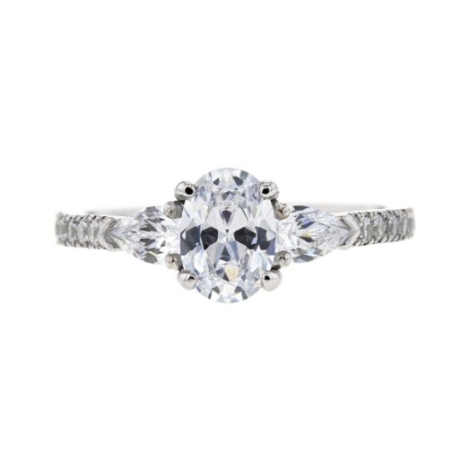 'Yours' Three-Stone Pave Ring with Pear Accents