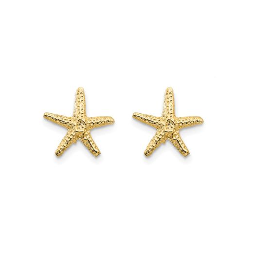 Yellow gold starfish stud earrings