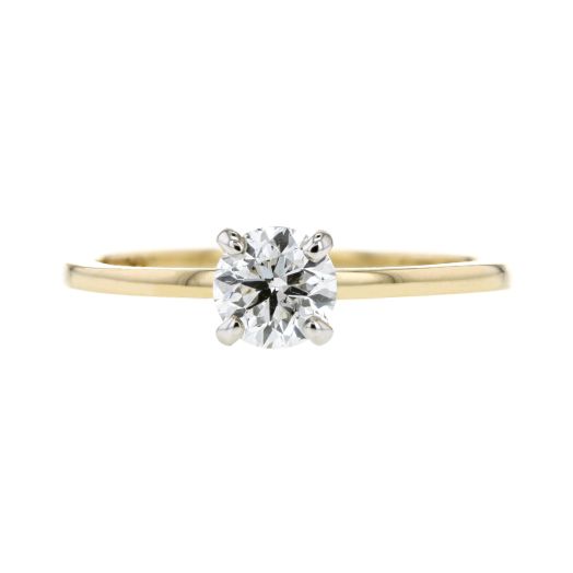 Yellow gold round cut engagement ring