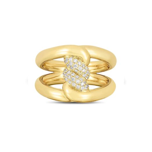 Yellow gold and diamond twist ring
