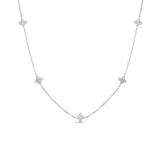 Flower diamond station necklace