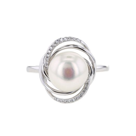 Freshwater pearl and diamond cocktail ring