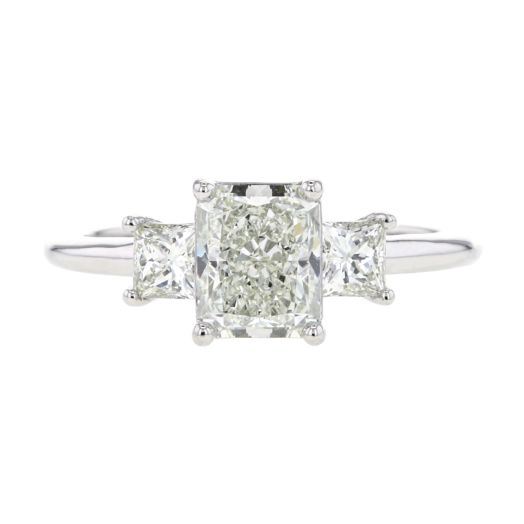 Platinum 1.51 Carat Radiant-Cut Three Stone Engagement Ring, TDW.49