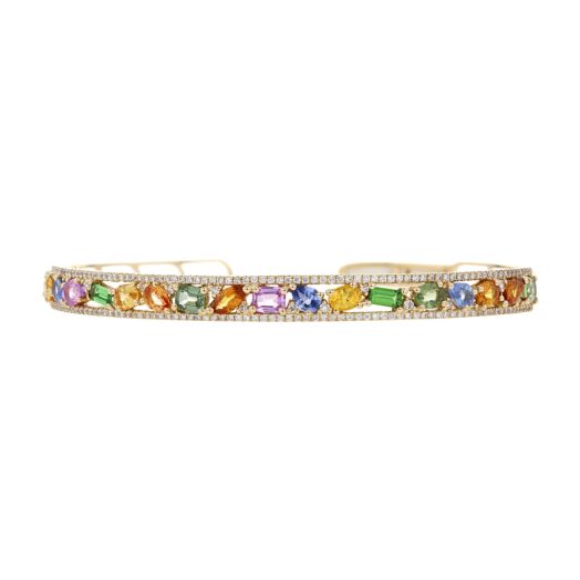 Multicolor sapphire cuff bracelet