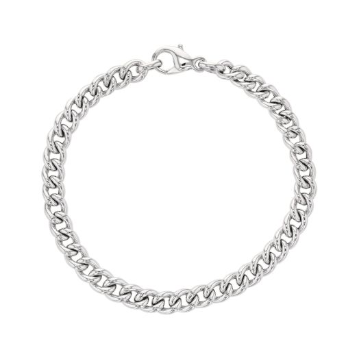 white gold curb link chain bracelet 