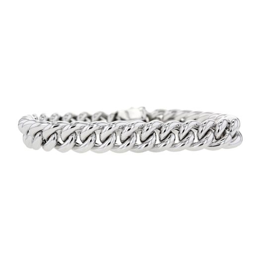 white gold round curb link chain bracelet