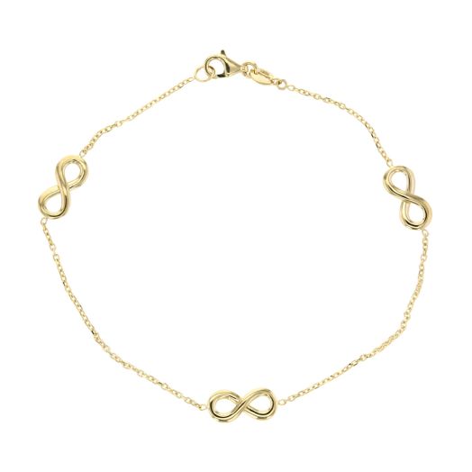 yellow gold bracelet with infinity symbol stations