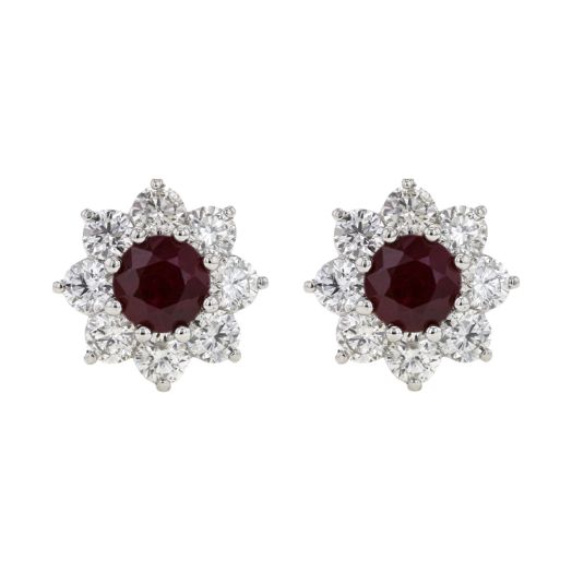 Ruby diamond starburst earrings