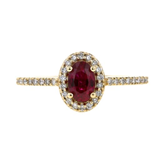 Ruby ring with diamod halo