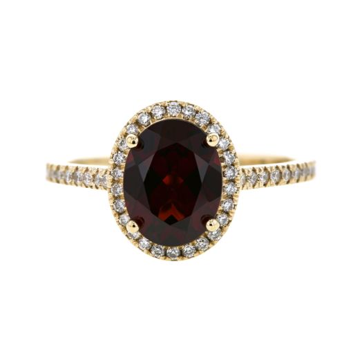 Garnet diamond halo ring