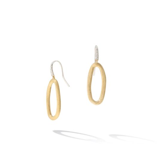 Yellow gold oval drop earrings