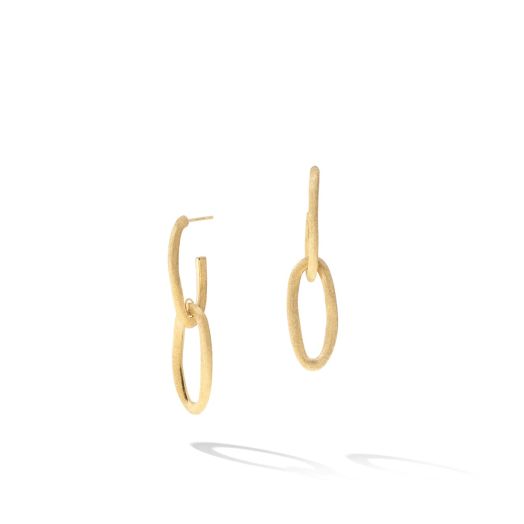Yellow gold double oval earrings