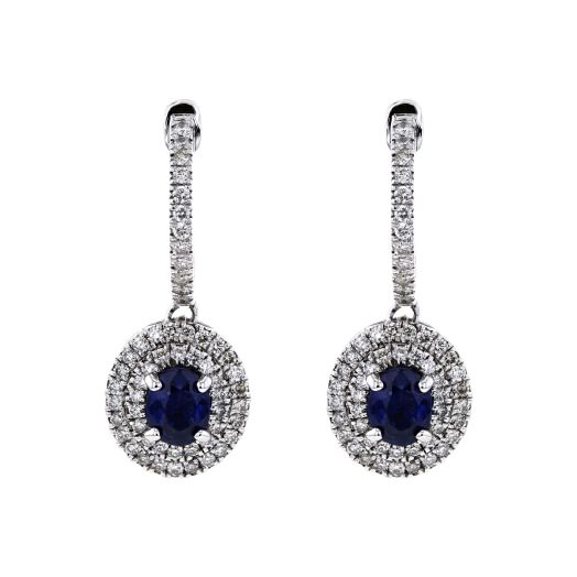 Diamond and sapphire dangle earrings