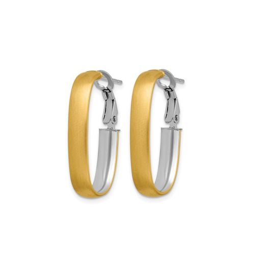 oval hoop earrings with textured design.