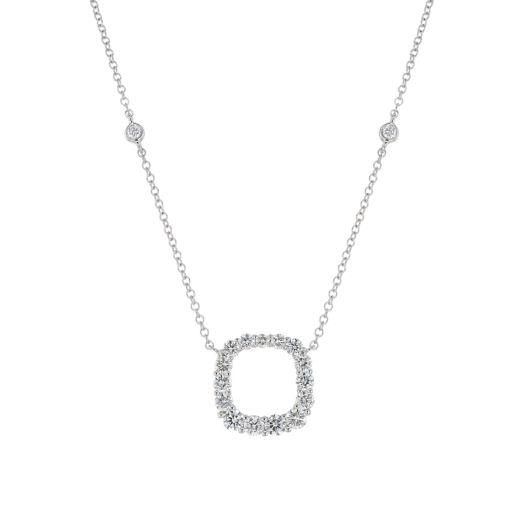 Diamond square pendant necklace