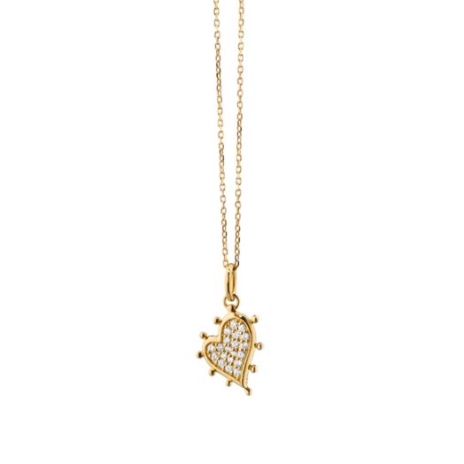 yellow gold necklace with diamond accented charm