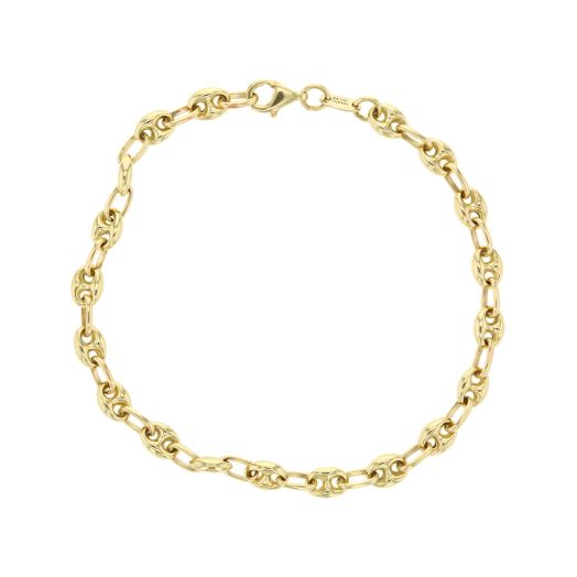 Yellow gold anchor chain bracelet